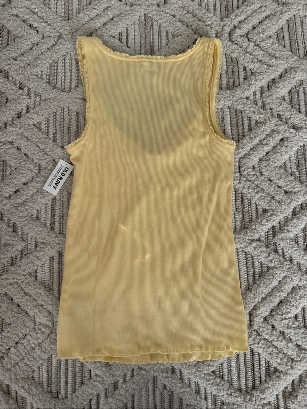 Old Navy Yellow Ribbed Ruched Tank Top - Picture 2 of 3